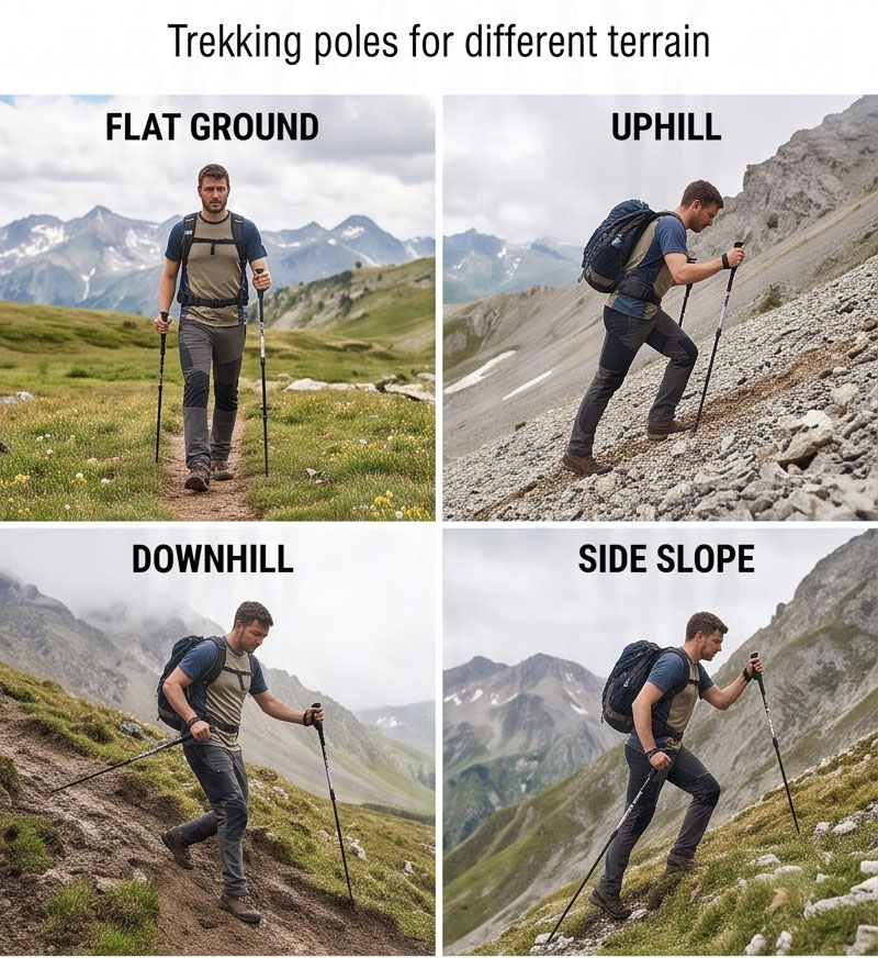 Trekking poles for different terrain