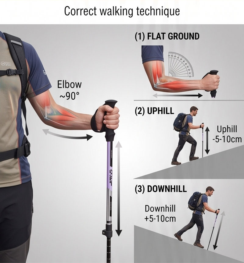 Trekking pole length adjustment