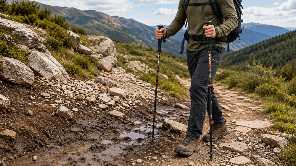 Trekking poles on trails
