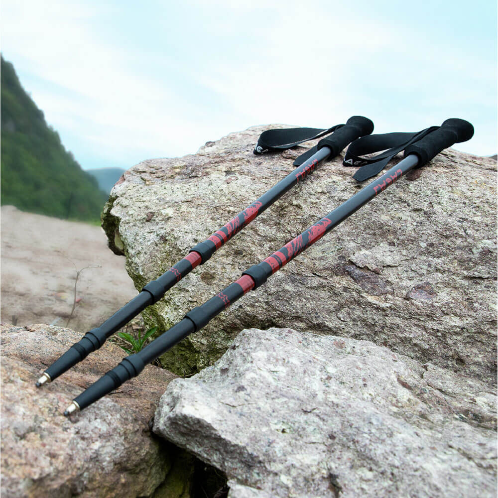 Dynamic Black & Red Aluminum Trekking Pole