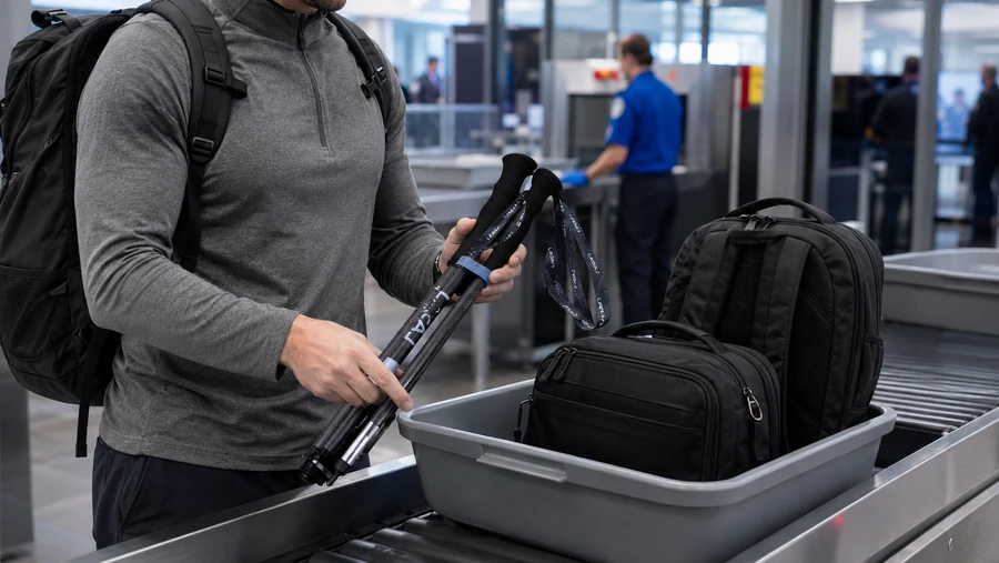 Trekking poles at airport security screening