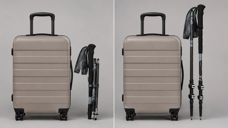 Folding and telescopic trekking poles for air travel