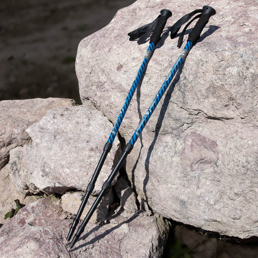 Kinetic Stripe Cobalt Blue Aluminum Anti Shock Hiking Stick