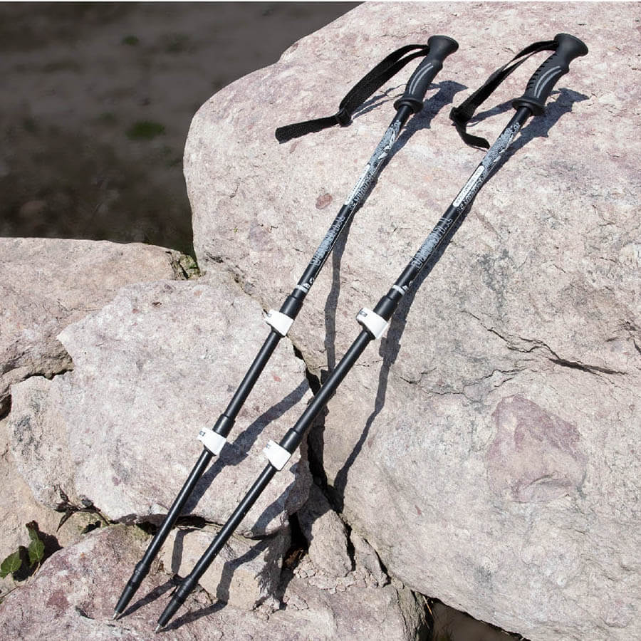 Pattern Matte Black Buckle Strap Aluminum Trekking Pole