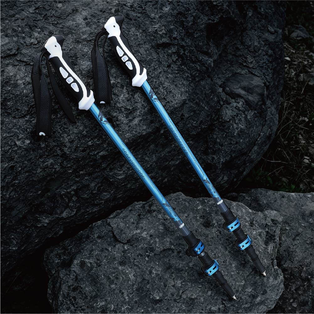 Vivid Sky Blue Telescoping Hiking Poles
