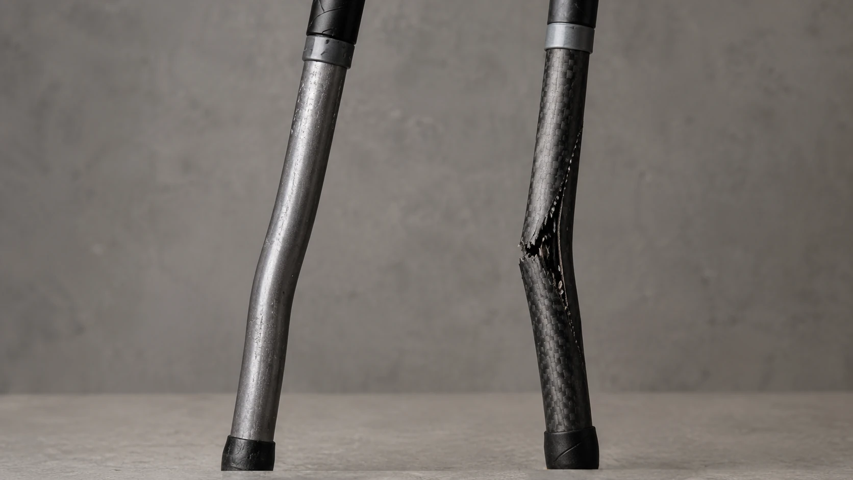 Bent aluminum vs cracked carbon trekking pole shaft damage