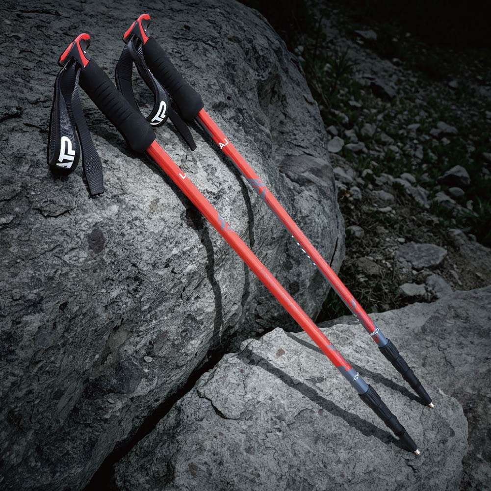 Energetic Lava Red Hiking Stick with Shock Absorber