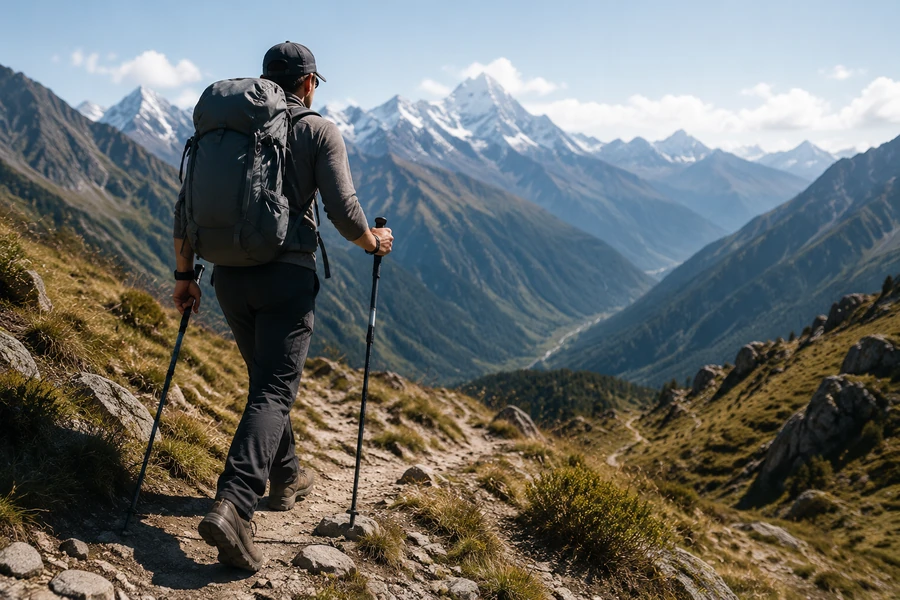 Lightweight carbon trekking poles for long-distance hiking