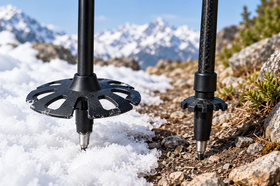 Ski pole basket vs trekking pole basket for hiking