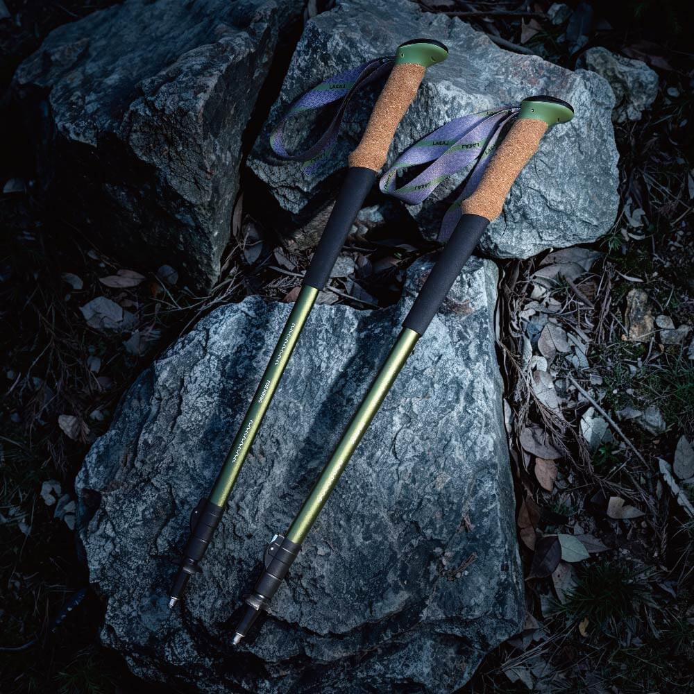 Sleek Olive Cork Aluminum Trekking Pole