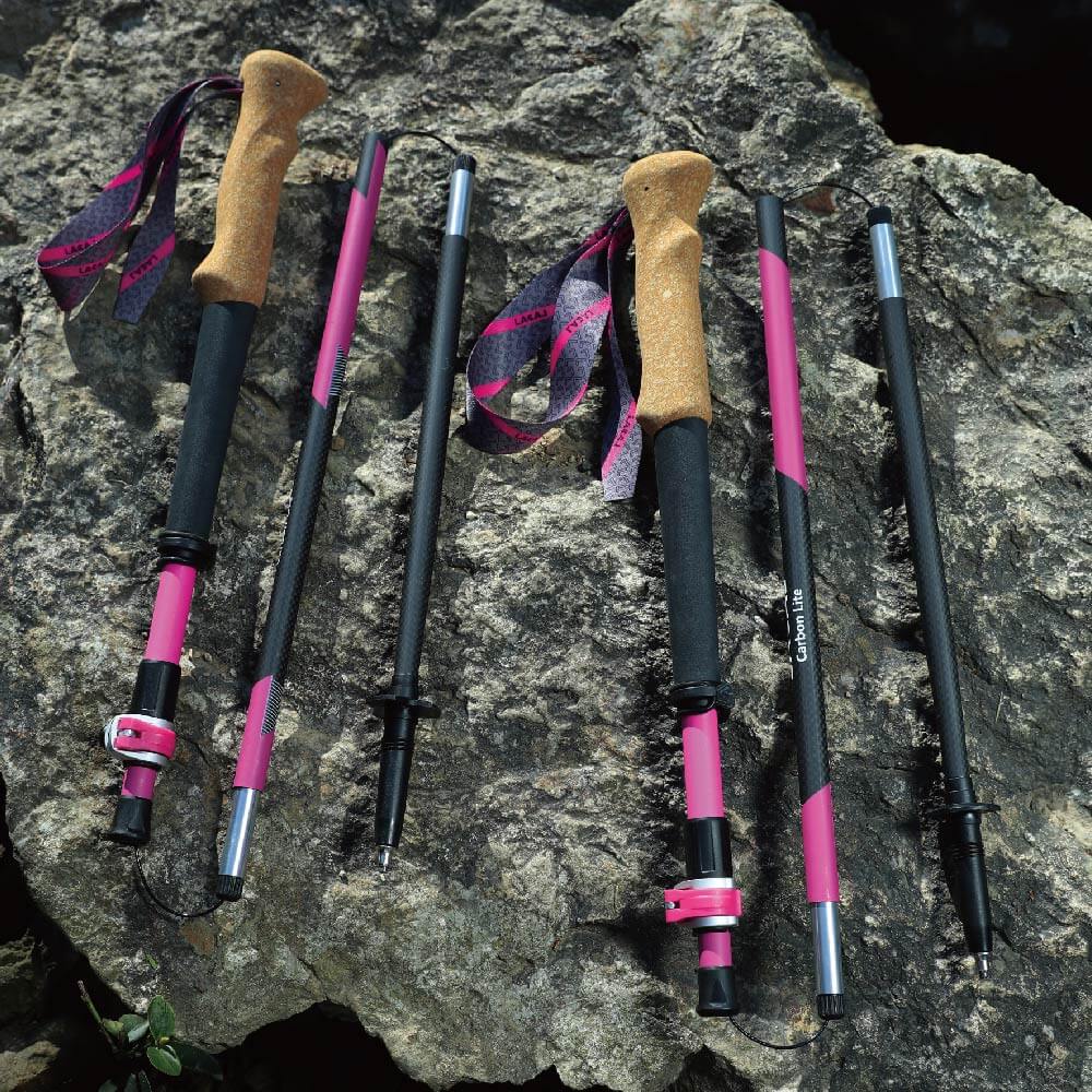 Sleek Magenta Foldable Carbon Trekking Pole
